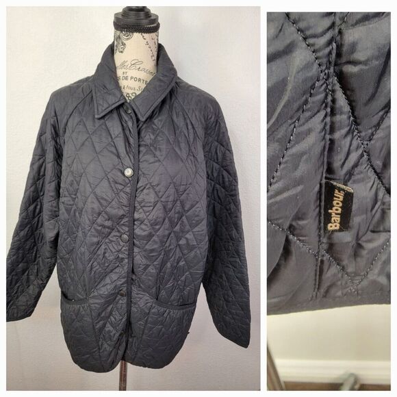 Barbour Teesdale Quilted Jacket Womens Size 14 Bordeaux Winter Black - Picture 1 of 14